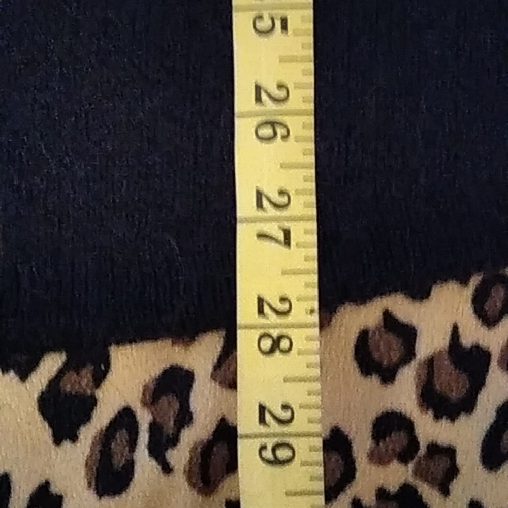 Chicos Black Label Black Wool Sweater With Faux Leather Trim - Picture 4 of 5